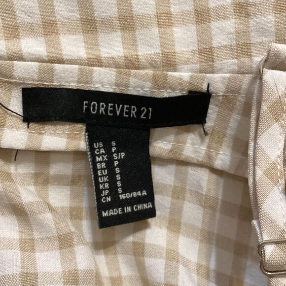 Forever 21 Women's Size S Pants and Top Set 2 Pieces Gingham Butter Yellow Plaid - Picture 2 of 4